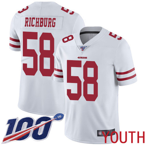 San Francisco 49ers Limited White Youth Weston Richburg Road NFL Jersey #58 100th Season Vapor Untouchable